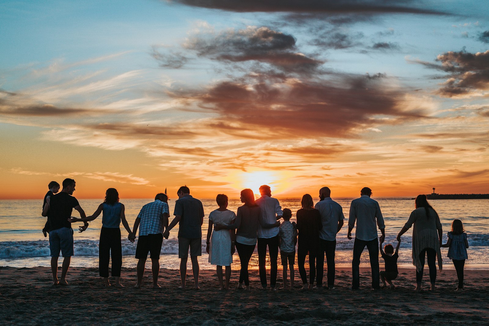A family together at dusk